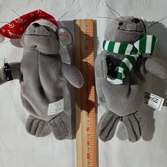 Christmas Coca Cola Plush Seals 9' 1997 with Tags EUC Set of 2 - Picture 16 of 16